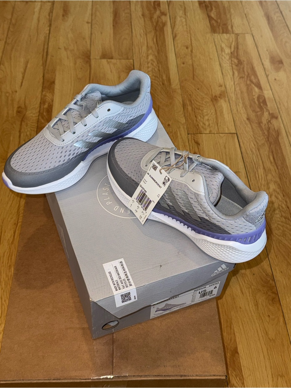 Adidas Womens size 6 Summervent GV9749 Gray and Purple Mesh Running Shoes